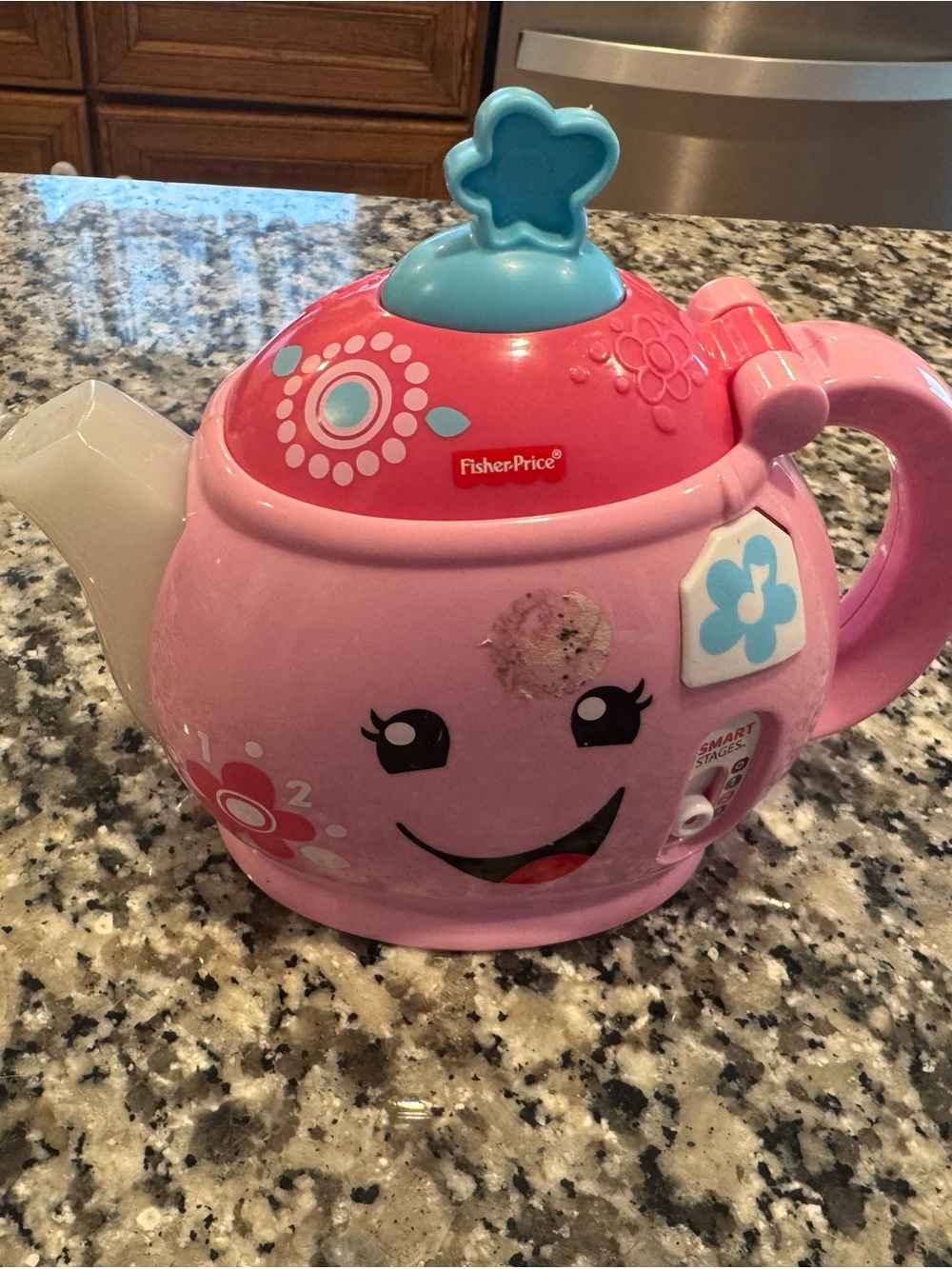 Fisher-Price Pink and Blue Play Teapot with Smiling Face